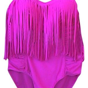 Fuschia 2Pc Tassel Bandage Push Up Padded